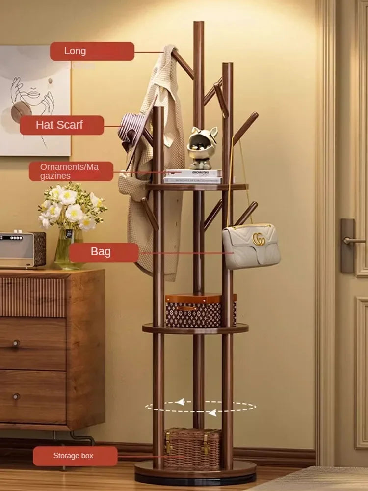 porte-manteau en bois organisateur rotatif pour vêtements - vue 4 sur 11