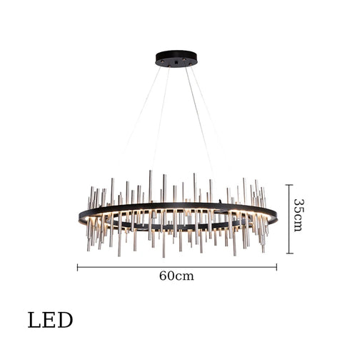lustre minimaliste en acier inoxydable noir design moderne - vue 14 sur 16