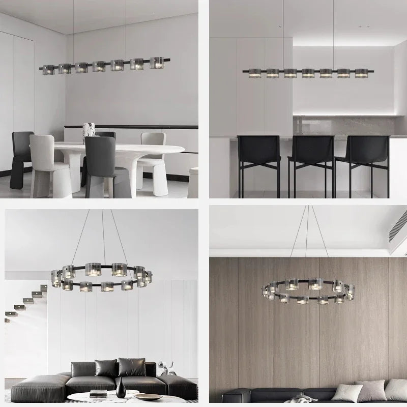 lustre moderne en verre minimaliste pour éclairage design - vue 5 sur 25