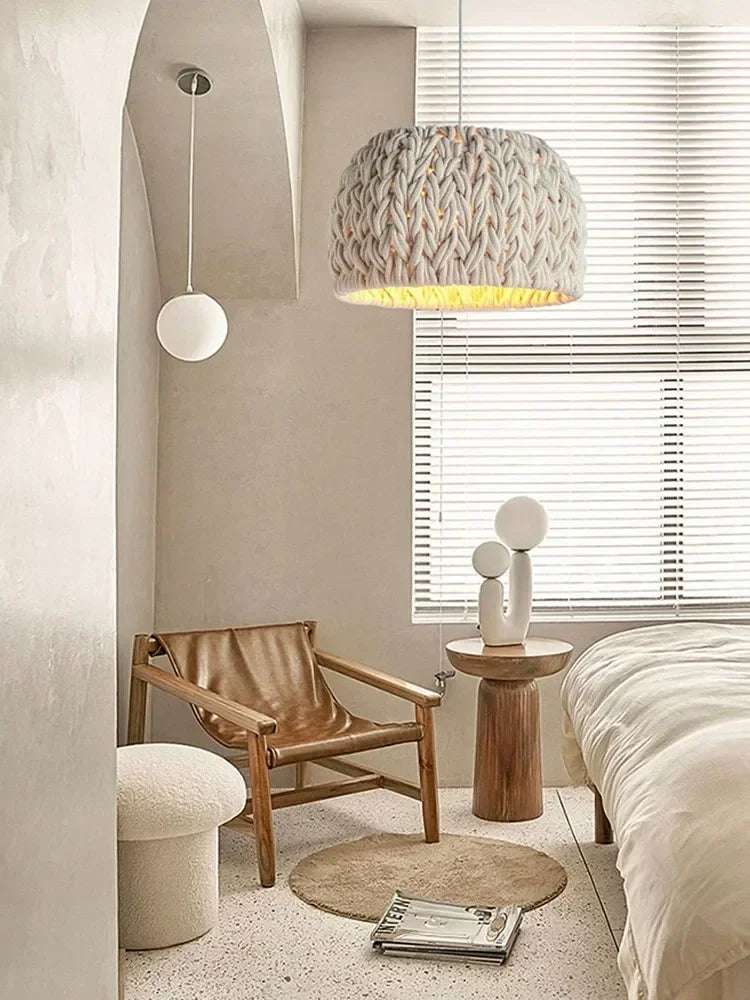 lustre japonais wabi sabi tissé à la main pour intérieur moderne - vue 4 sur 7