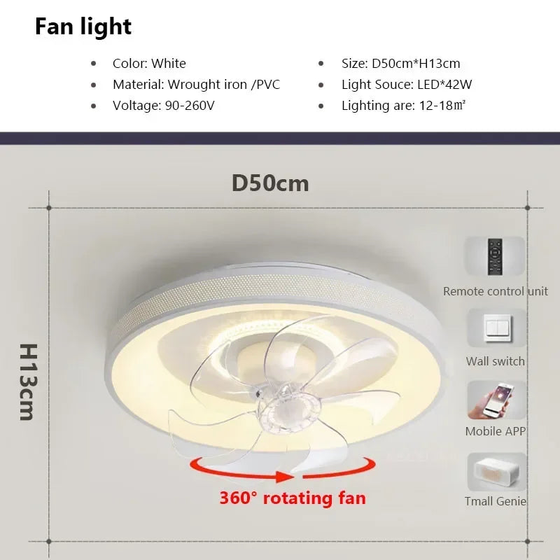 plafonnier moderne à leds avec ventilateur et télécommande - vue 14 sur 14