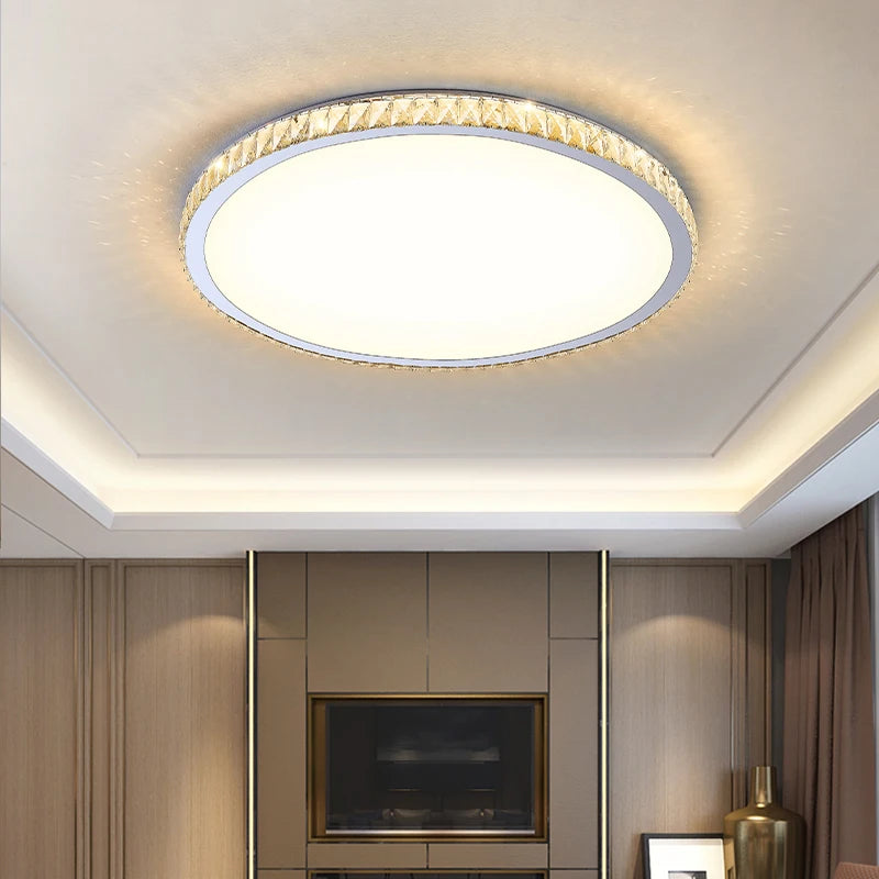 plafonnier en cristal moderne luxe éclairage rond pour intérieur - vue 5 sur 18