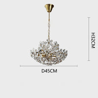 lustre plafond rétro fleur cristal led luxe décoration