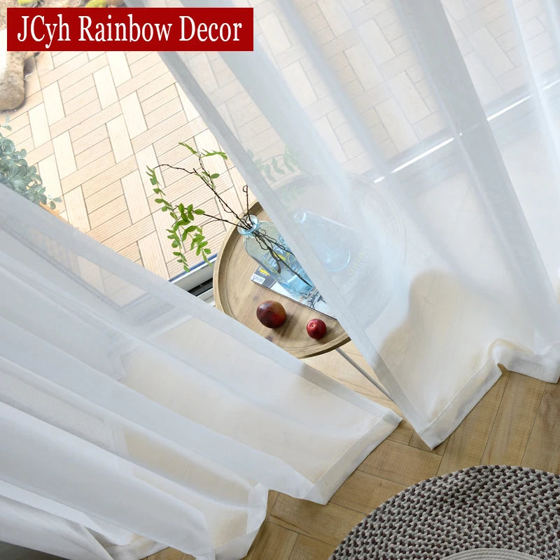 Voilage moderne transparent pour salon chambre fenêtre léger - vue 4 sur 7