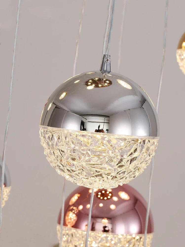 lustre moderne en acrylique boules pour éclairage intérieur luxe - vue 5 sur 15
