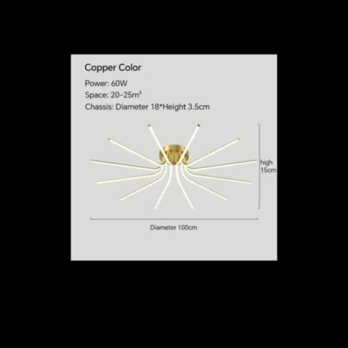 plafonnier led moderne en cuivre pour décoration artistique - vue 10 sur 18
