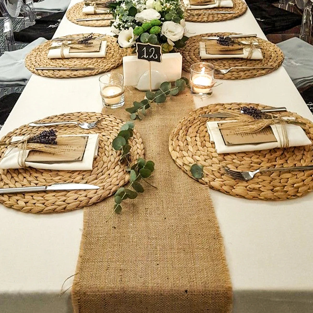 Chemin de table en lin style champetre rustique - vue 4 sur 11