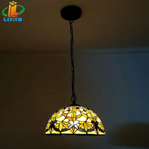 lustre style tiffany en forme de feuille pour décoration intérieure - vue 3 sur 6