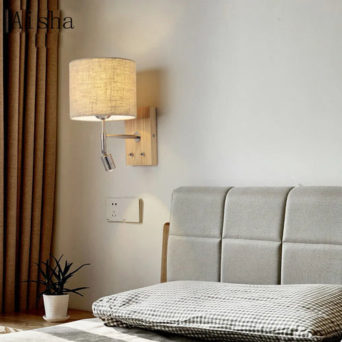 applique murale nordique en bois massif avec led décorative - vue 2 sur 10