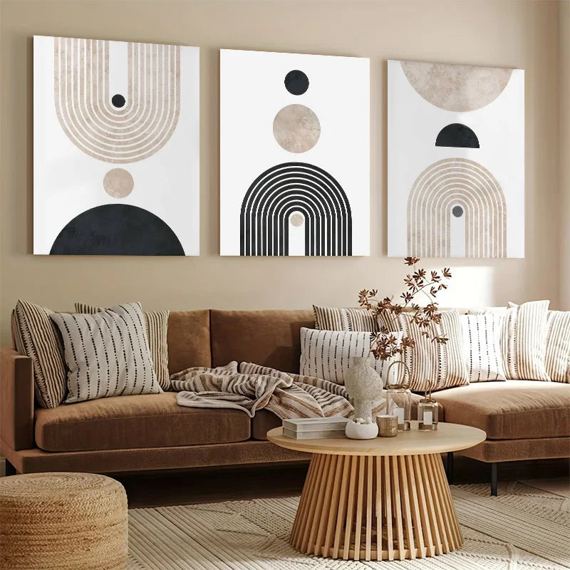 encadré abstrait géométrique rond pour décoration murale moderne - vue 3 sur 9