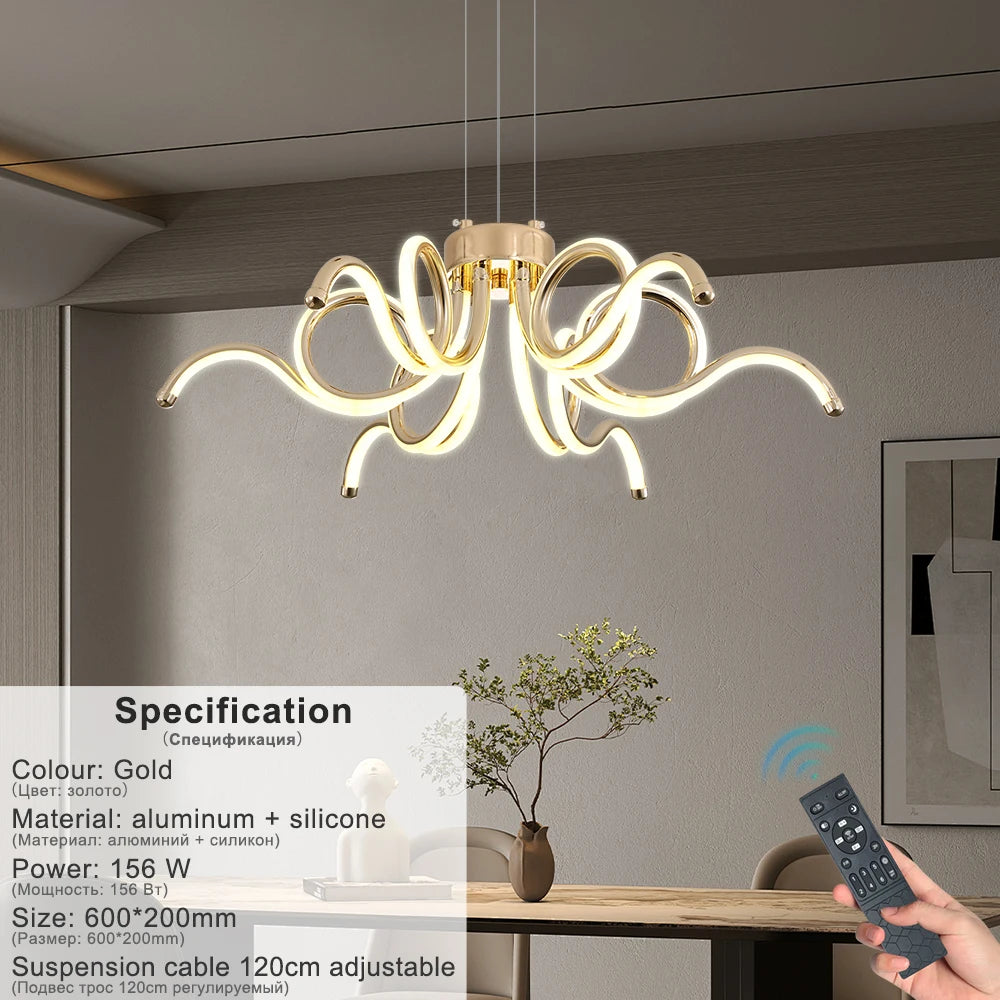lustre moderne doré artpad avec télécommande pour éclairage intérieur - vue 8 sur 9