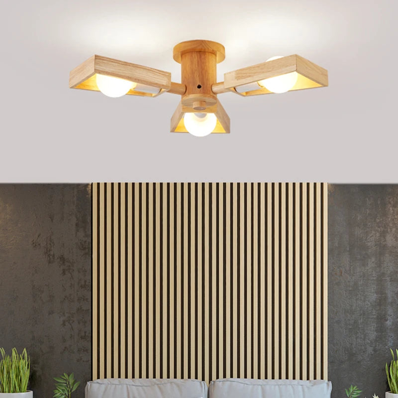 lustre suspendu en bois d'éclairage d'arbre nordique pour décoration - vue 4 sur 10