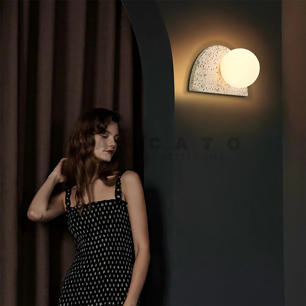 applique led terrazzo japonais rétro nordique pour homestay - vue 3 sur 10