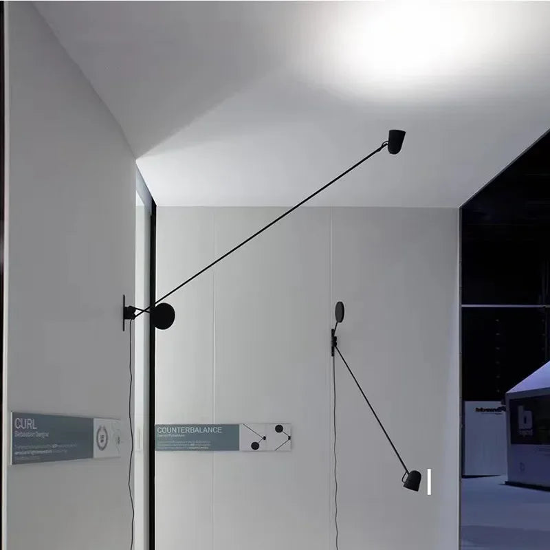 Swing Arm Wall Lamp Adjustable Long Pole Sconce Light for Reading Living Room Bedroom - vue 5 sur 12