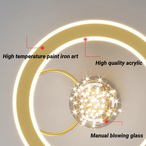 lustre moderne led sandyha avec boule de verre dorée - vue 5 sur 9