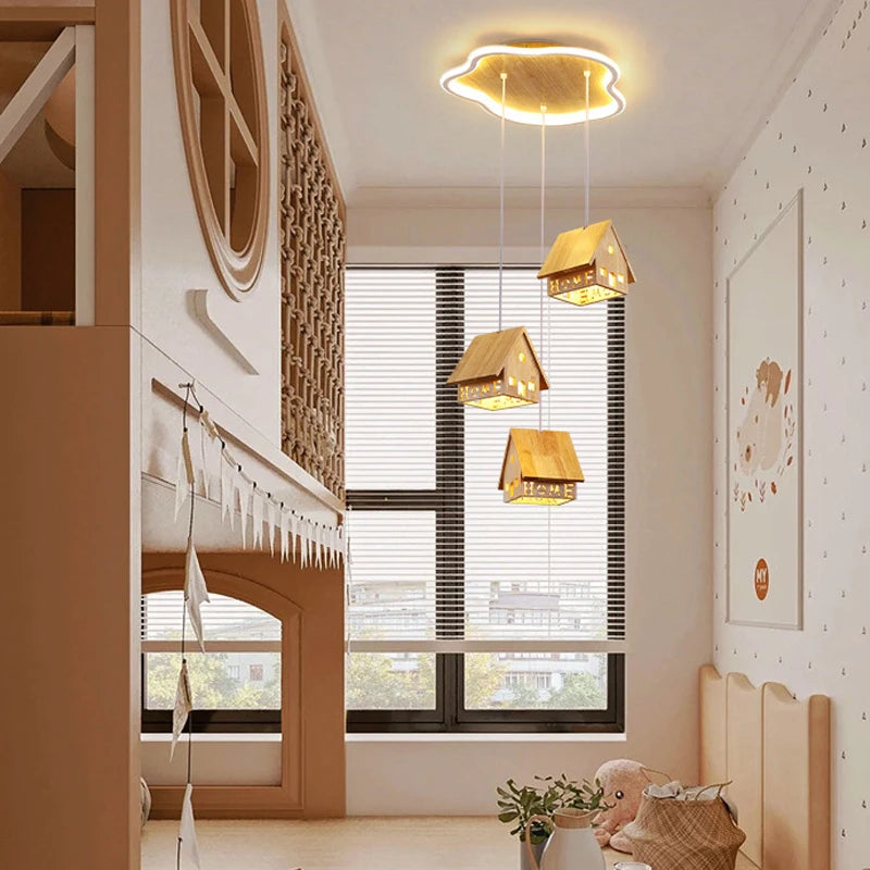 suspension en bois massif design créatif pour chambre d'enfant - vue 3 sur 10