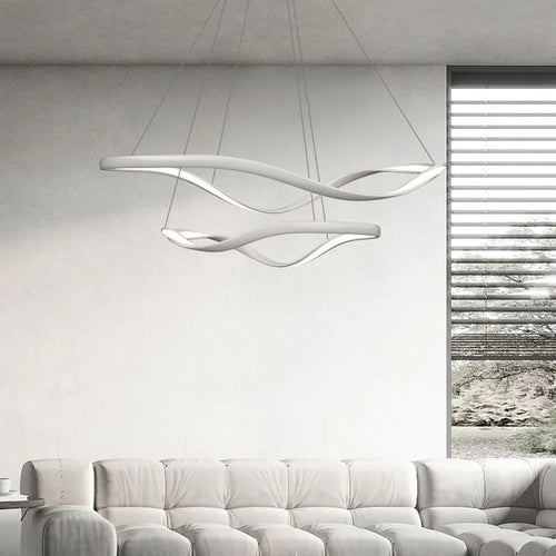 lustre led moderne aluminium anneau irrégulier simple réglable - vue 5 sur 21
