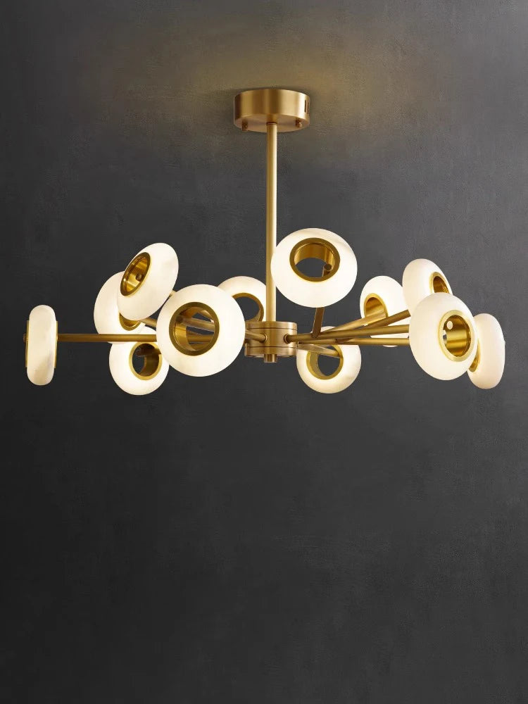lustre de luxe en marbre à anneaux multiples pour décoration - vue 3 sur 11