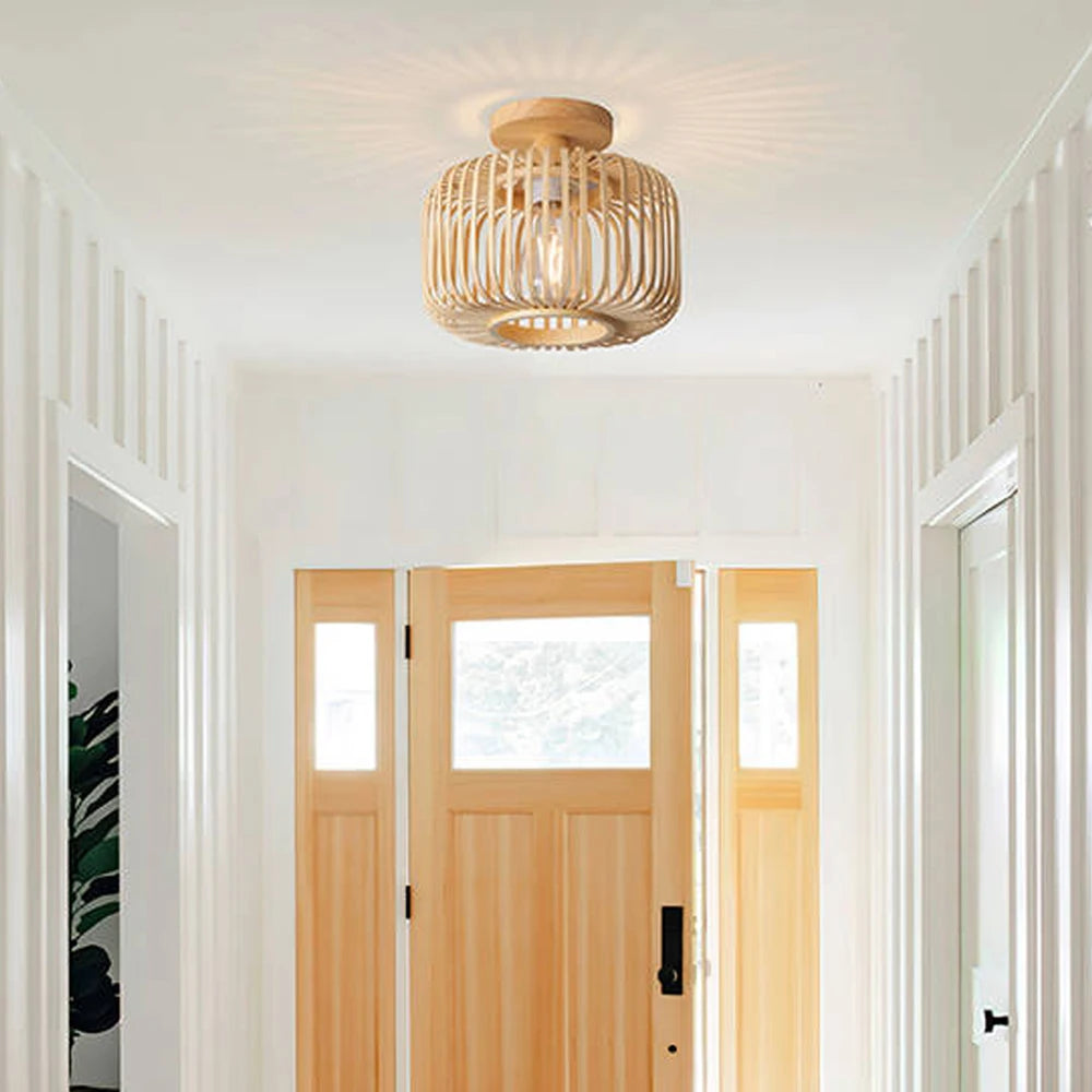 plafonnier en bambou tricoté à la main pour décoration créative - vue 2 sur 8