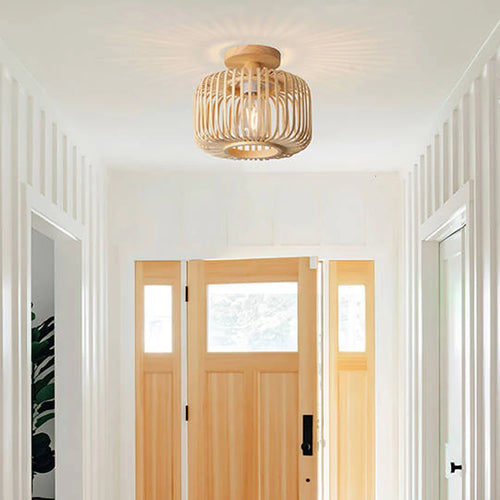 plafonnier en bambou tricoté à la main pour décoration créative - vue 2 sur 8