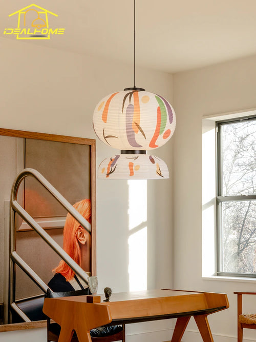 suspension japonaise wabi-sabi en papier de riz pour intérieur élégant - vue 4 sur 6