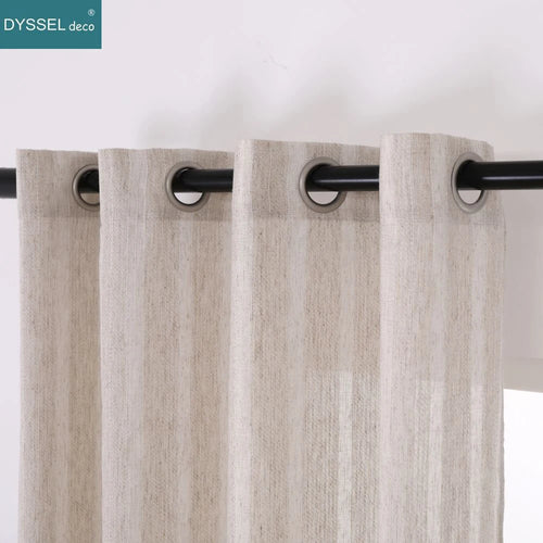 Rideau effet lin rayé style américain salon chambre - vue 8 sur 7