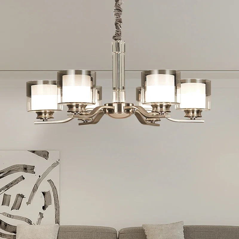 plafonnier led suspendu métal nickel design moderne luminaire décoratif intérieur - vue 3 sur 13