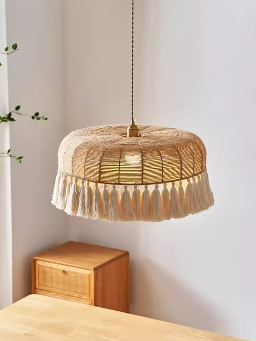 lustre à LED en corde de chanvre pour décoration intérieure - vue 2 sur 9