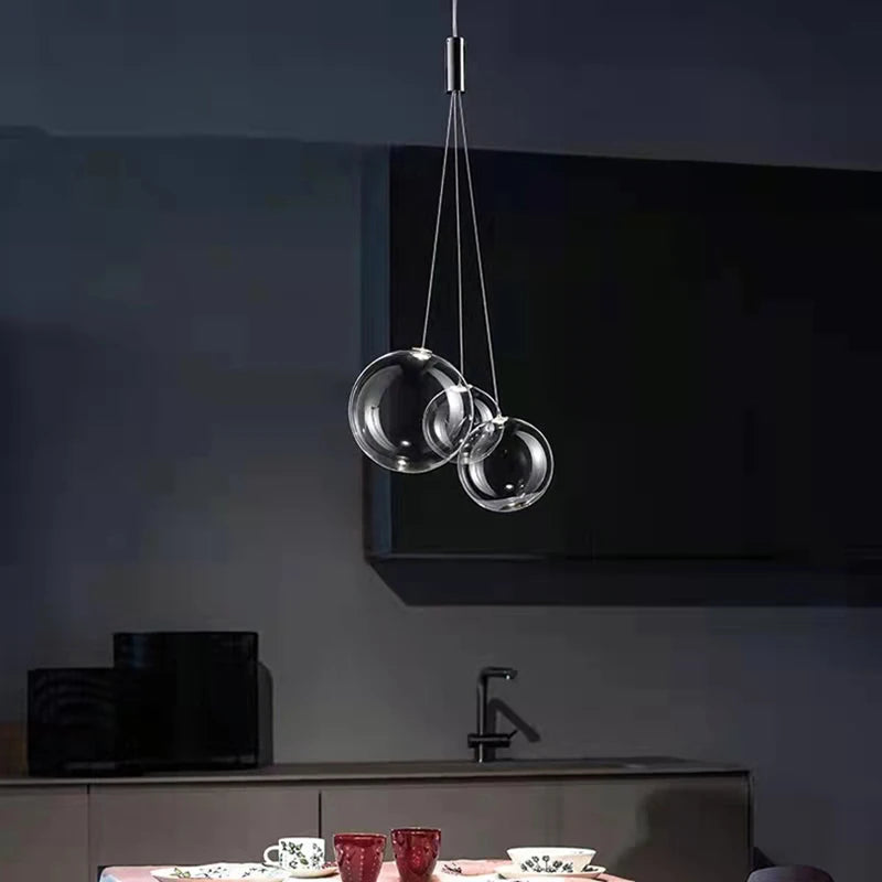suspension bubble ball led en verre avec fil réglable - vue 5 sur 10