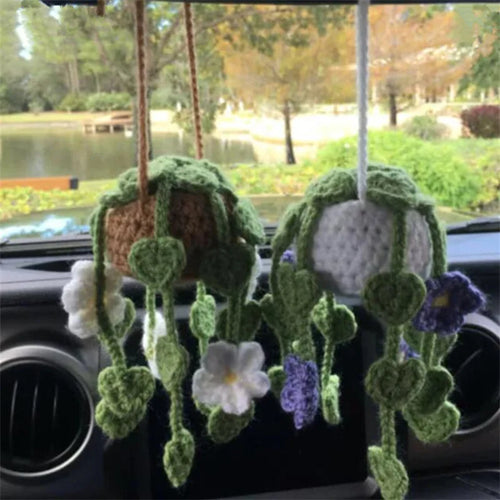 crochet suspendu créatif pour décoration de voiture plante en pot - vue 13 sur 34