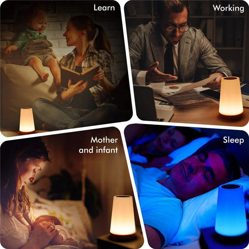 13 Color Changing Night Light RGB Remote Control Touch Dimmable Lamp Portable Table Bedside Lamps USB Rechargeable Night Lamp - vue 6 sur 7