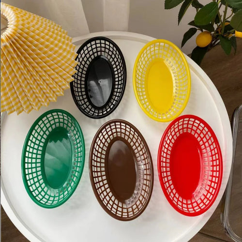 panier ovale en plastique pour nourriture et rangement décoratif - vue 2 sur 13