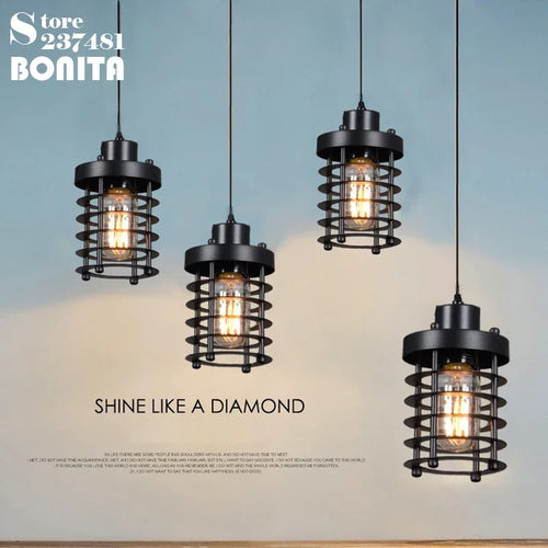 suspension vintage style industriel nordique en fer - vue 2 sur 7