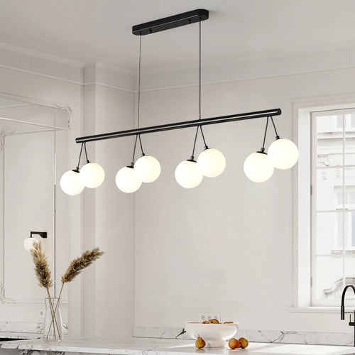 lustre moderne en verre éclairage suspendu réglable design élégant - vue 4 sur 10