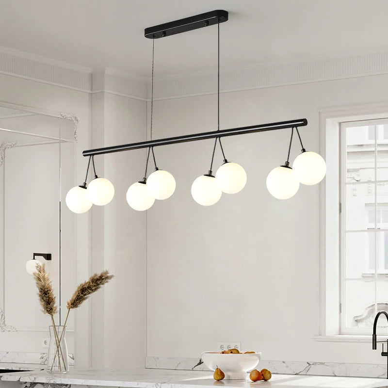 lustre moderne en verre éclairage suspendu réglable design élégant - vue 3 sur 10