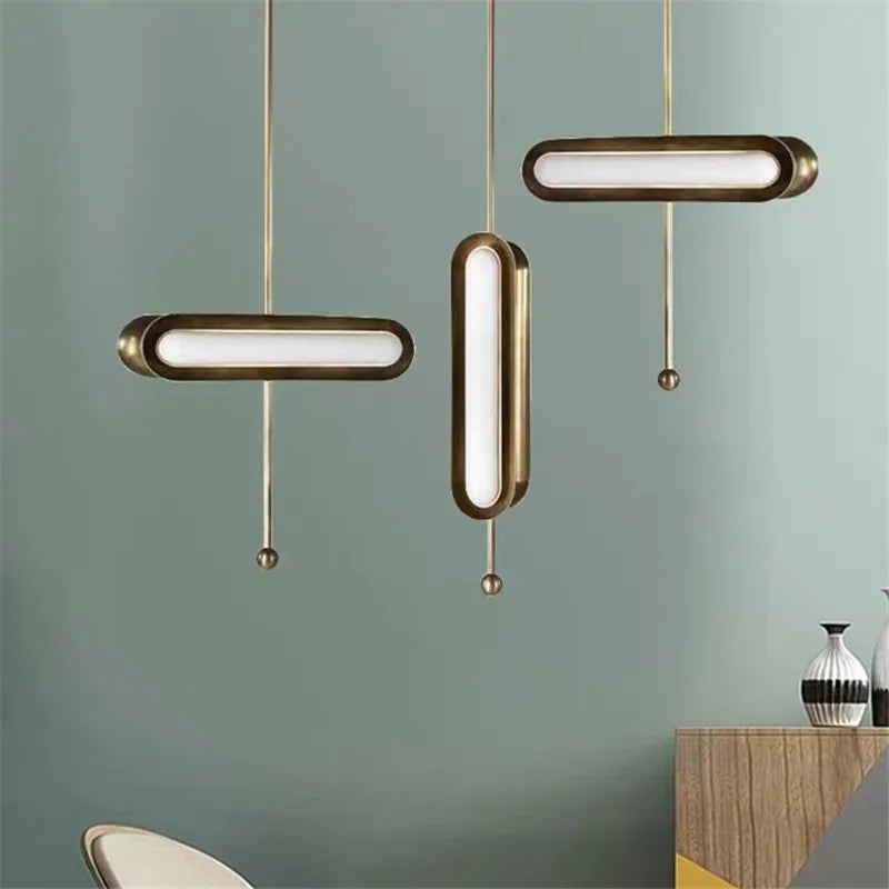 Circuit Suspension Nordique Créative LED Lumière Dorée Postmoderne pour Salon Cuisine Loft Chambre Chevet Lampe À Tête Unique - vue 2 sur 10