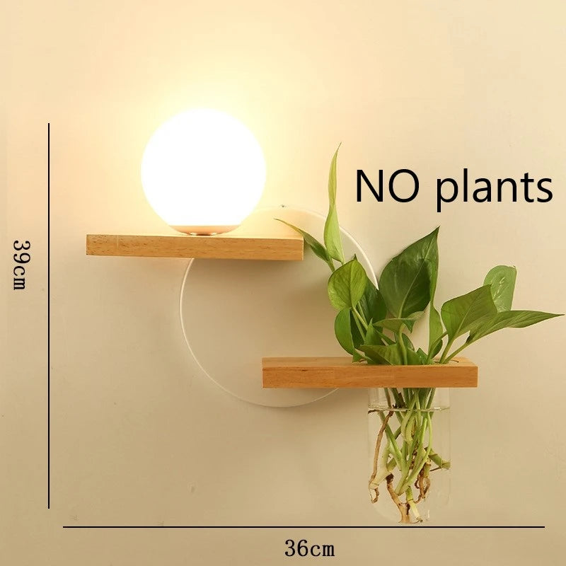 applique murale led en bois avec pot de plante nordique - vue 18 sur 23