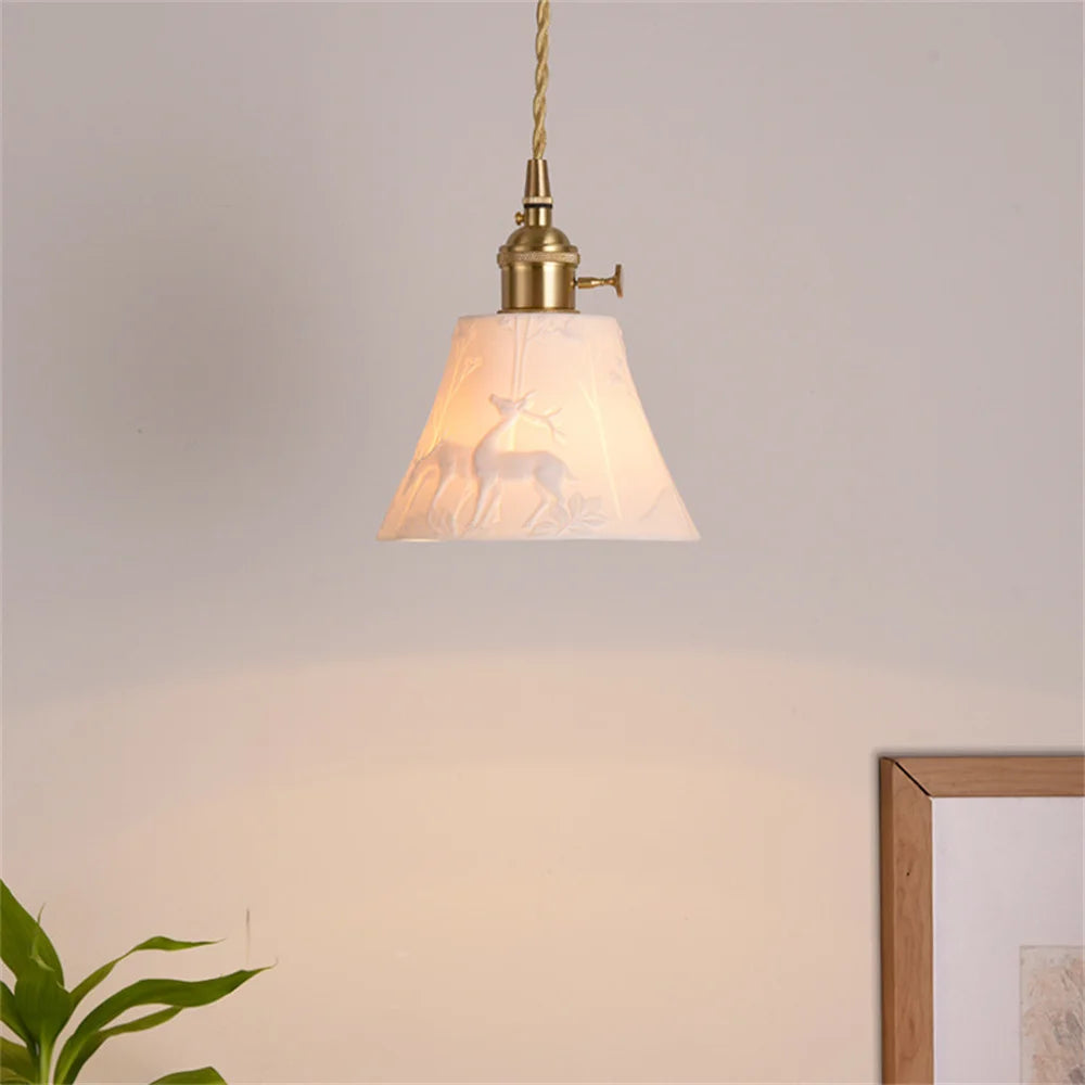 suspension LED en céramique design moderne décorative idéale loft bar - vue 4 sur 10