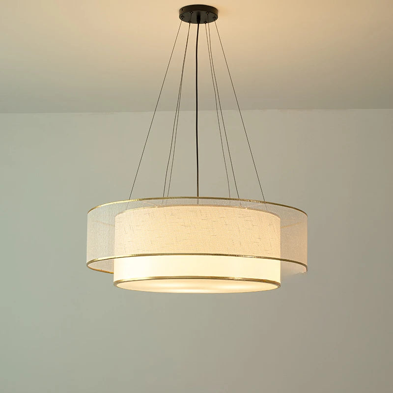 lustre circulaire moderne en tissu pour intérieur élégant - vue 2 sur 8