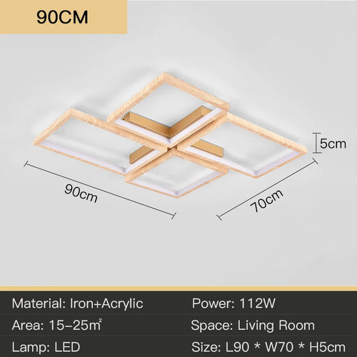 plafonnier led design moderne en métal et bois élégant - vue 11 sur 10