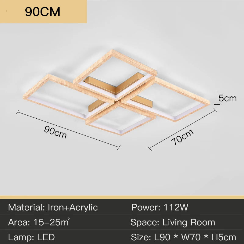 plafonnier led design moderne en métal et bois élégant - vue 10 sur 10