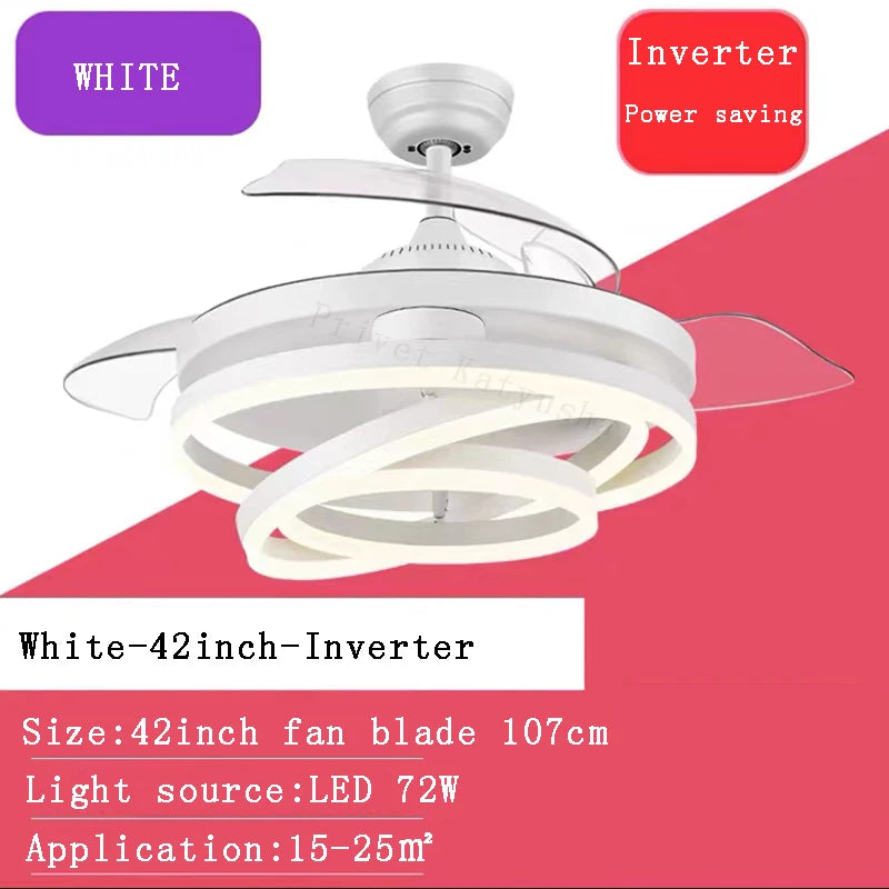 ventilateur de plafond moderne 	 avec lumières led télécommande rechargeable - vue 14 sur 15