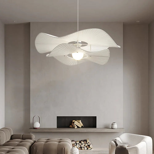 Suspension à chapeau nordique E27 lampes suspendues en tissu blanc pour salon salle à manger chambre lustre LED Luminaire d'intérieur - vue 4 sur 7