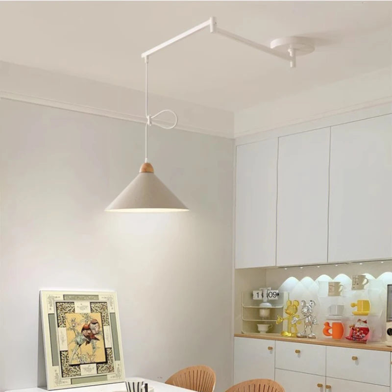 Lustres à bascule de Table à manger modernes LED peuvent être déplacés lampes à long poteau nordique Simple télescopique pliant lustre à bras Long - vue 4 sur 22