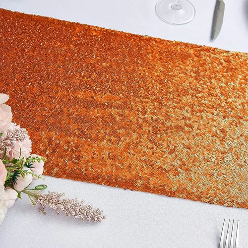 Chemin de table orange à paillettes décoration fêtes - vue 4 sur 7