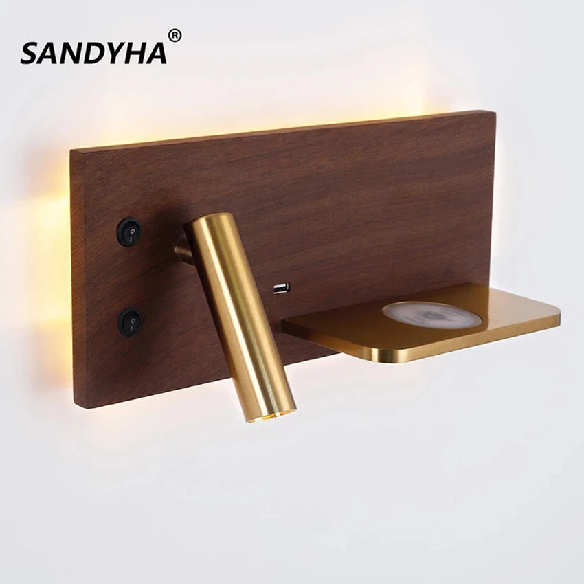 applique moderne sandyha avec chargeur sans fil et éclairages de nuit - vue 1 sur 13