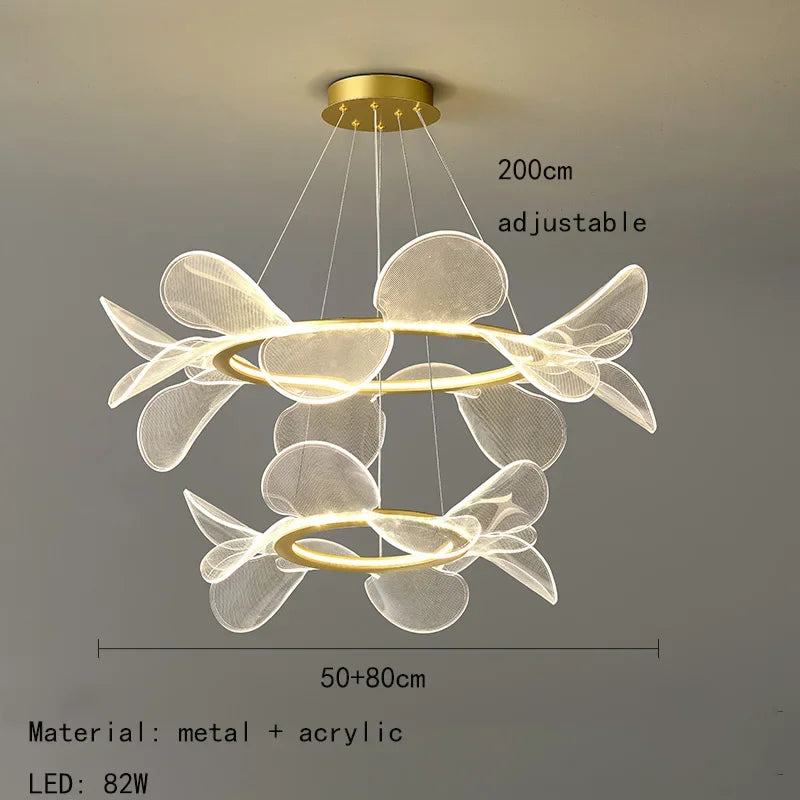 lustre led moderne en acrylique forme de fleur luxueux - vue 9 sur 10