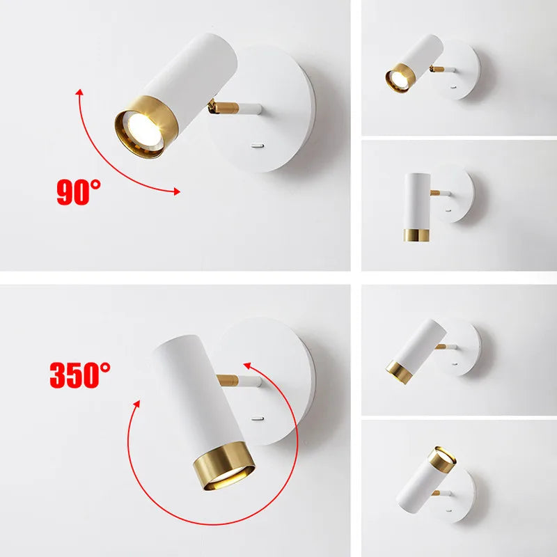 applique murale led rotative moderne avec éclairage intérieur réglable - vue 4 sur 8