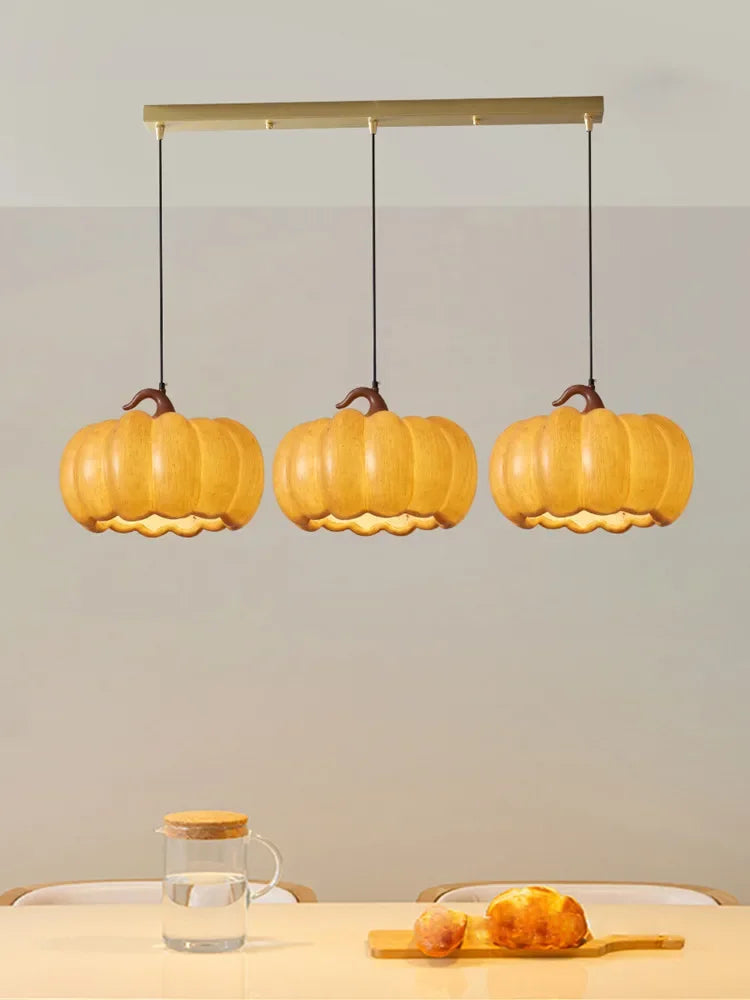 Designer Restaurant Island LED Chandelier Retro Resin Pumpkin Lamp Bedroom Wabi Sabi Pendant Lamps Home Decoration Light Fixture - vue 4 sur 18