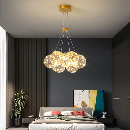 lustre nordique en verre fumé led pour décoration intérieure - vue 2 sur 5
